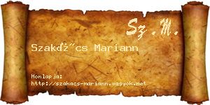 Szakács Mariann névjegykártya