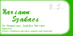 mariann szakacs business card