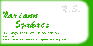 mariann szakacs business card